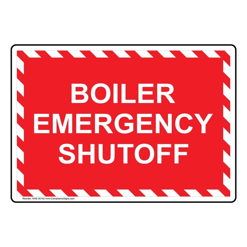 ComplianceSigns.com Boiler Emergency Shutoff Label Decal, 5x3.5 inch 4-Pack Vinyl for Electrical - Image 1